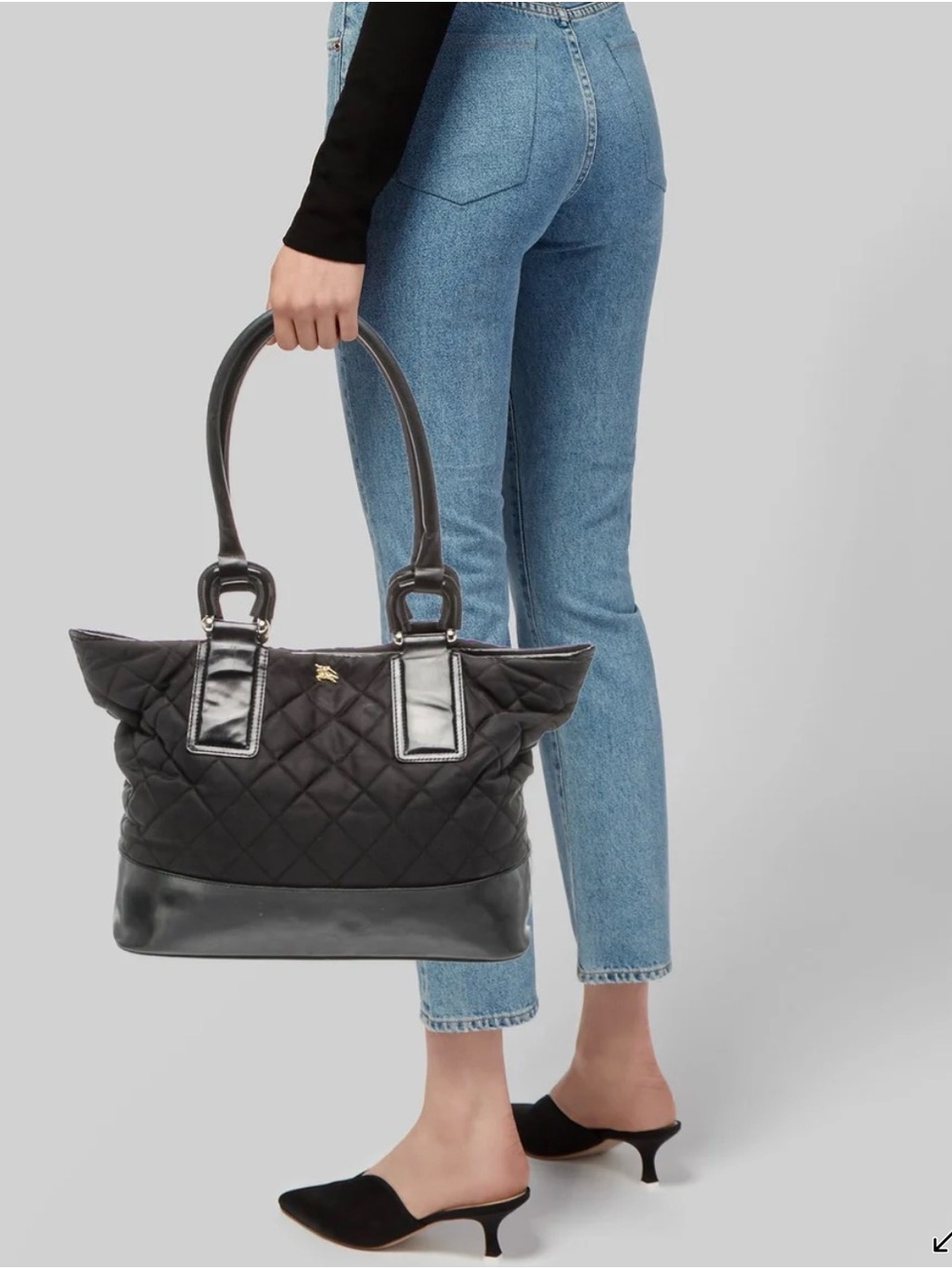 Burberry Quilted Tote Bag with Top Handles